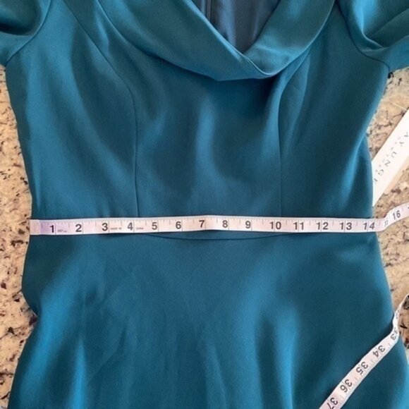 NWT Kay Unger Arianna Peacock Teal Cocktail Dress II28 - Picture 14 of 14